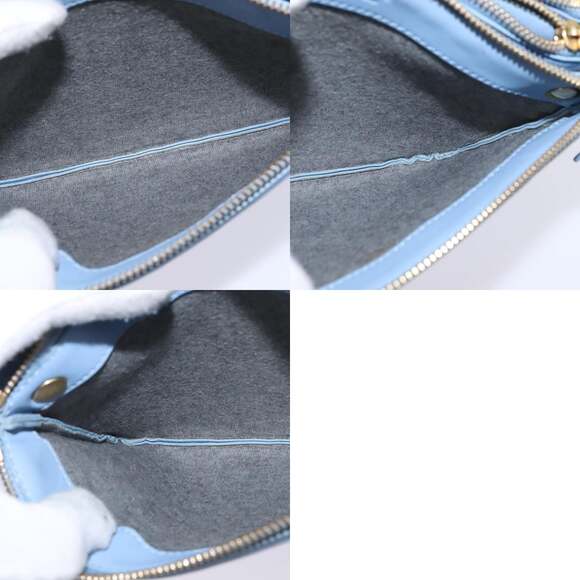 CELINE Trio Shoulder Bag Leather Light Blue Gold - Picture 13 of 13